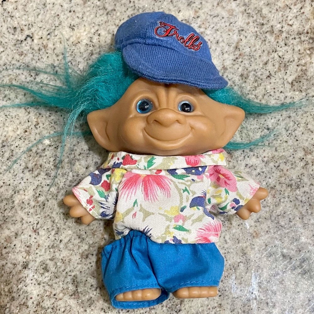 Vintage Ace Troll Doll Jewel Belly Blue
